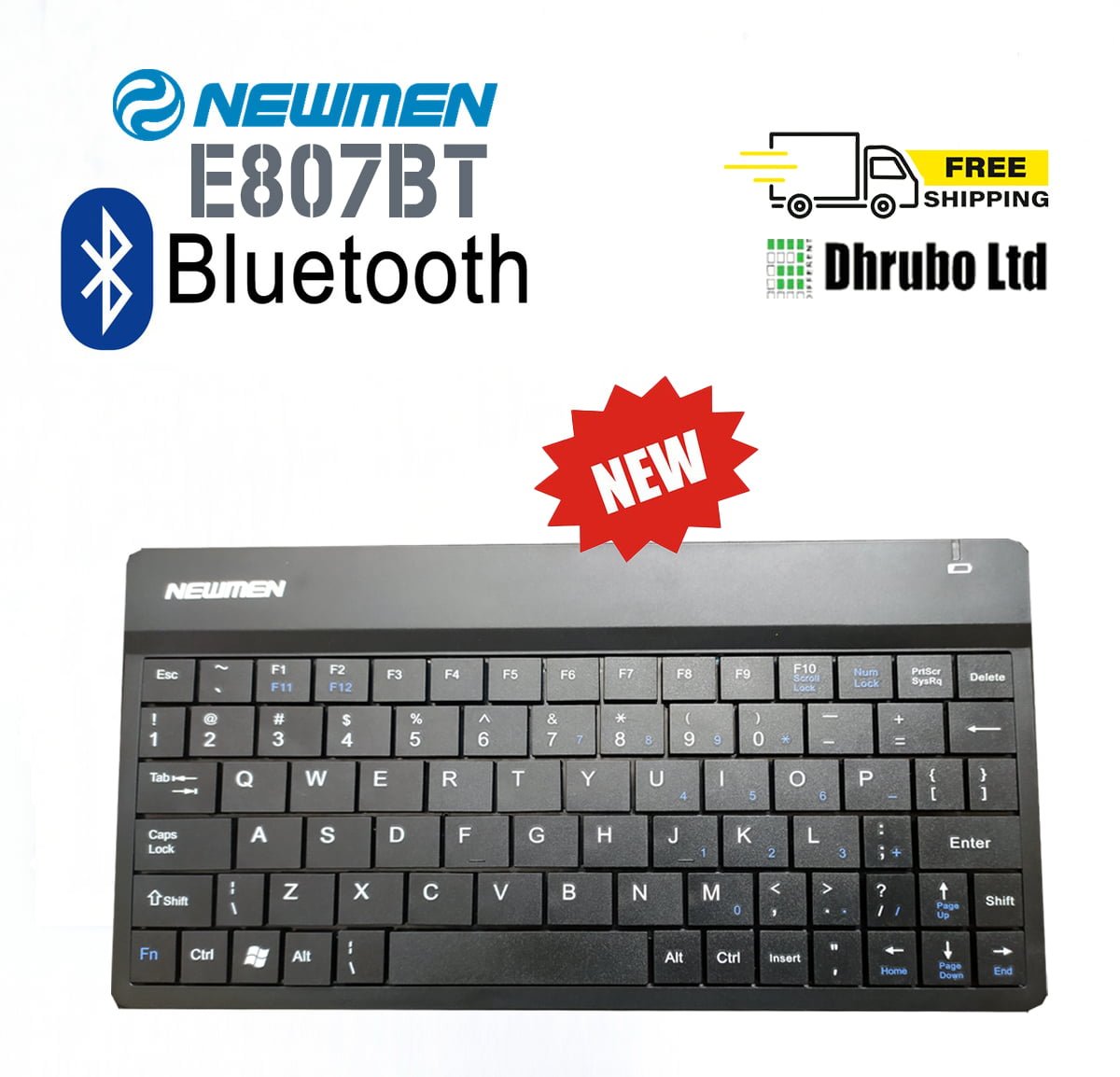 Newmen E807BT Slim Bluetooth Wireless Mini Keyboard